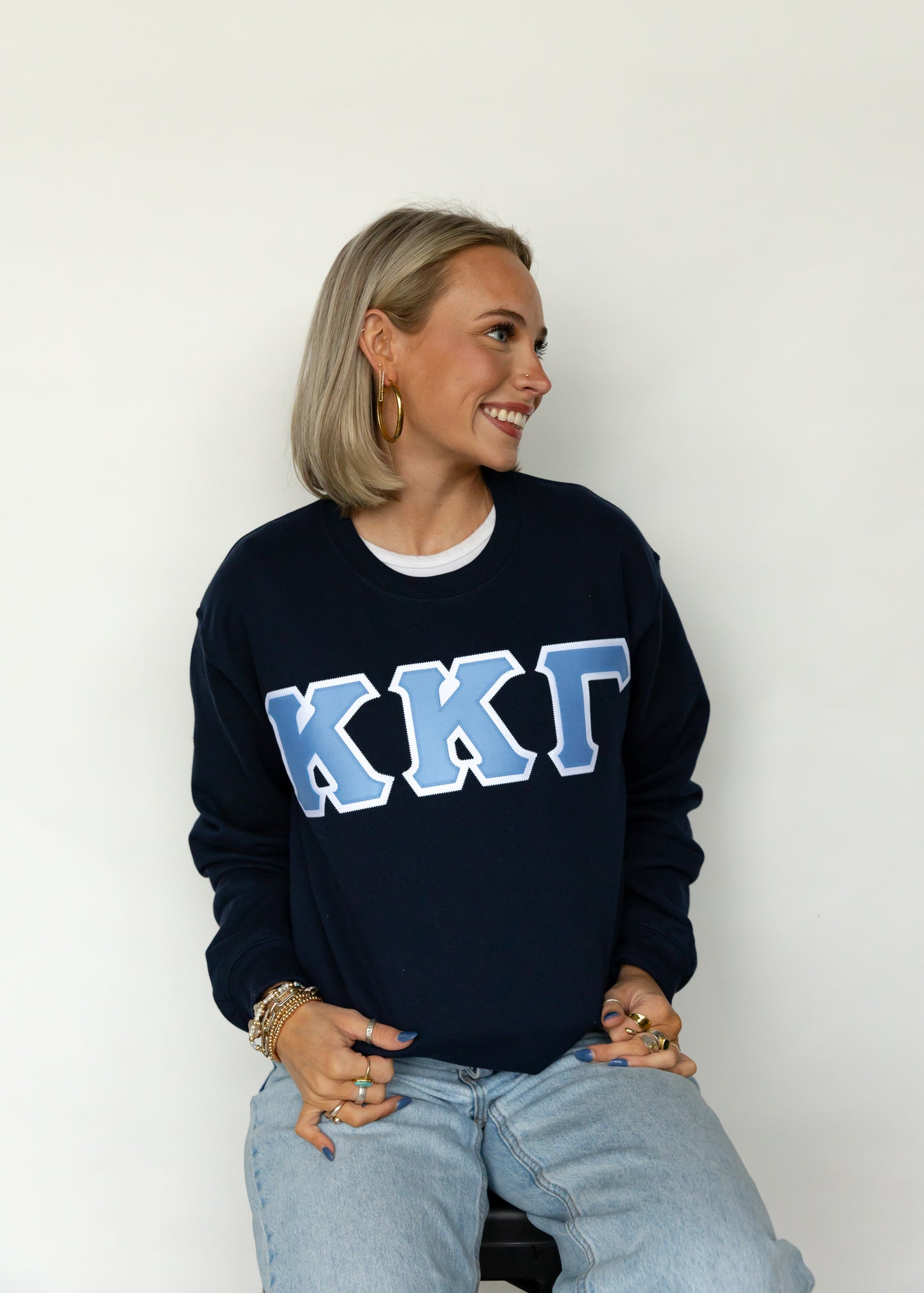 Kappa Kappa Gamma Navy Letter Crewneck