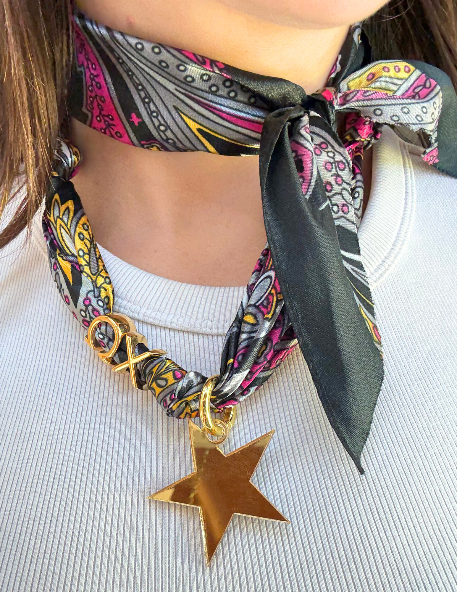 Chi Omega Letter Star Scarf