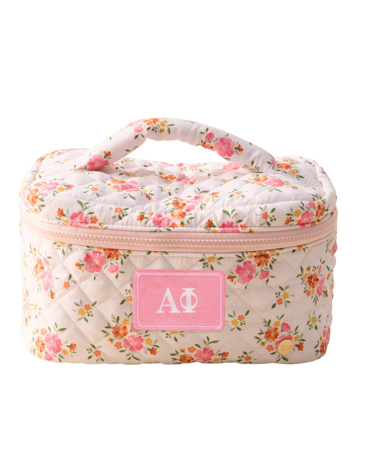 Alpha Phi Floral Cosmetic Bag