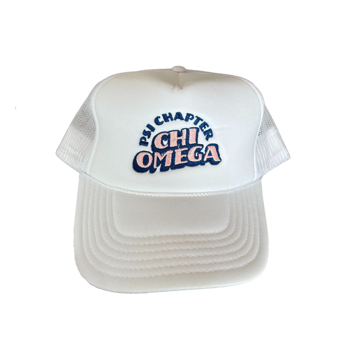 Chi Omega Psi Embroidered Trucker Hat 2023