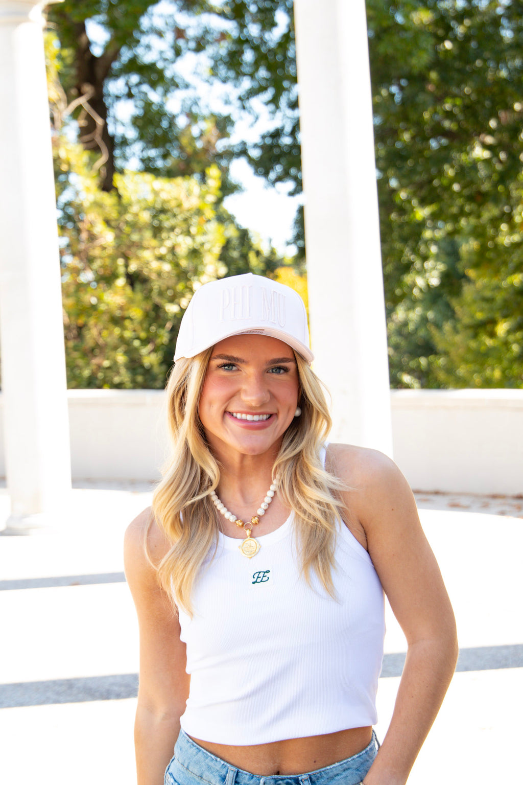 Phi Mu Pastel Tone-on-Tone Hat