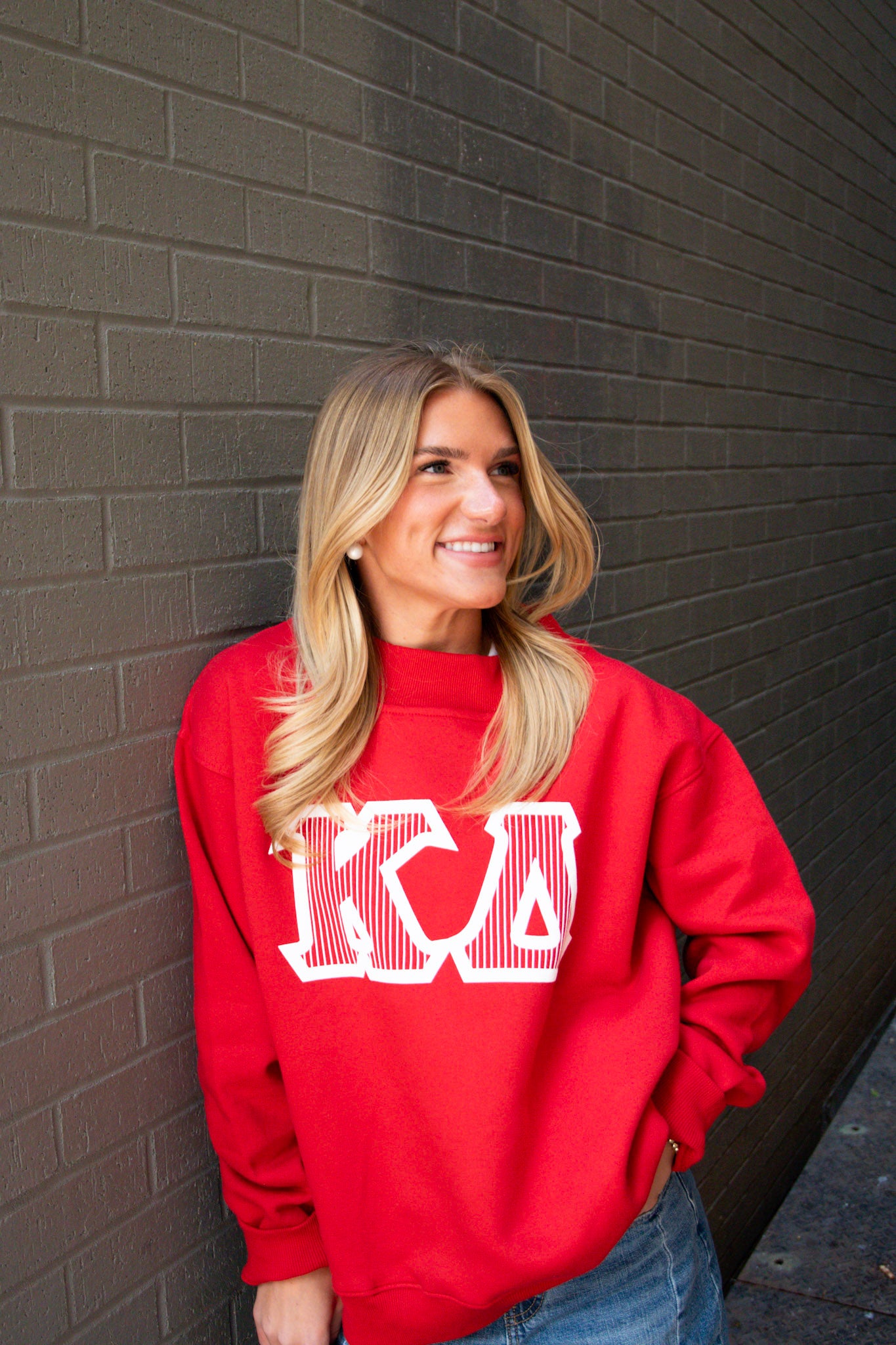 Delta Delta Delta Red Mockneck