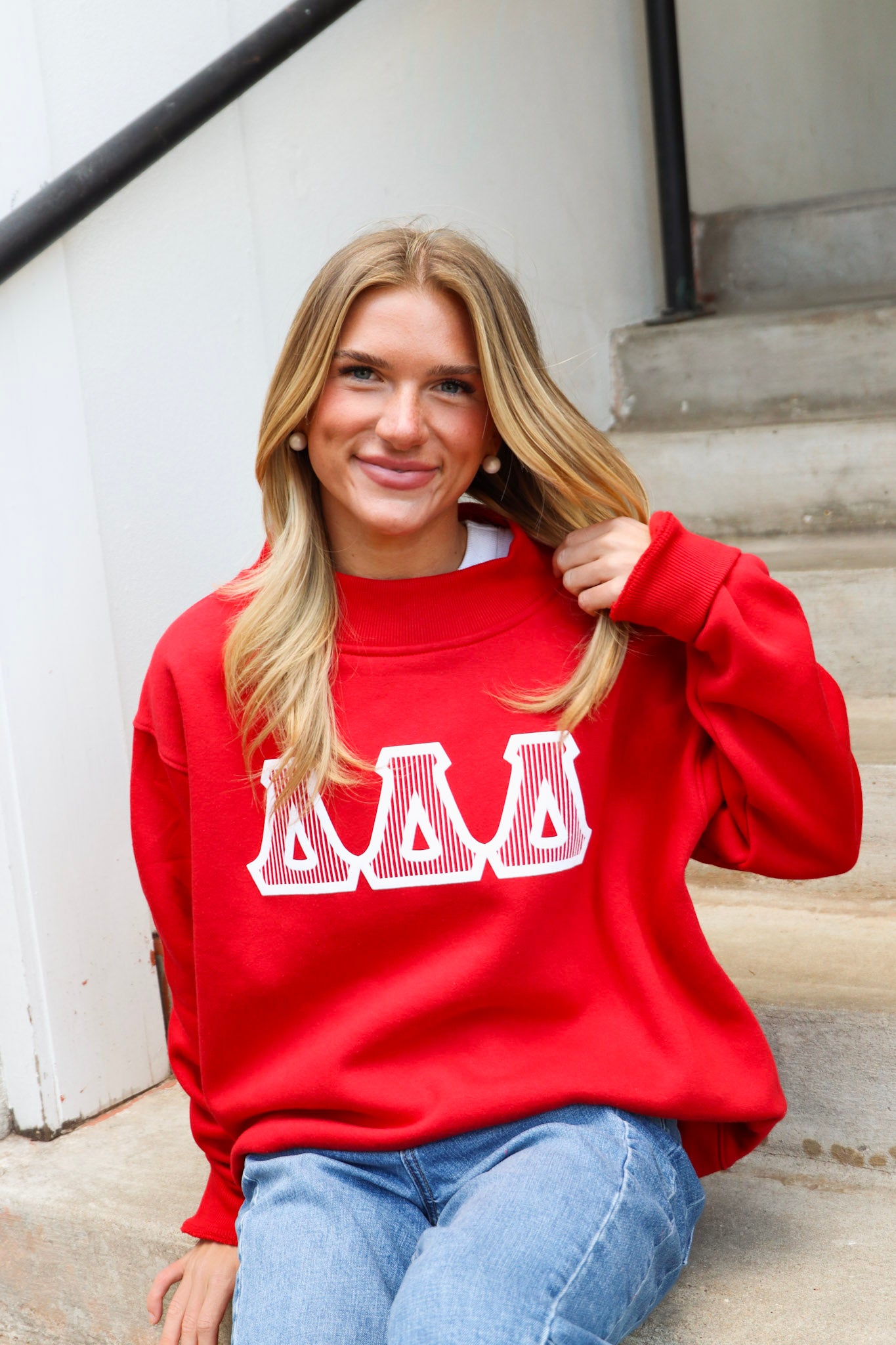 Delta Delta Delta Red Mockneck