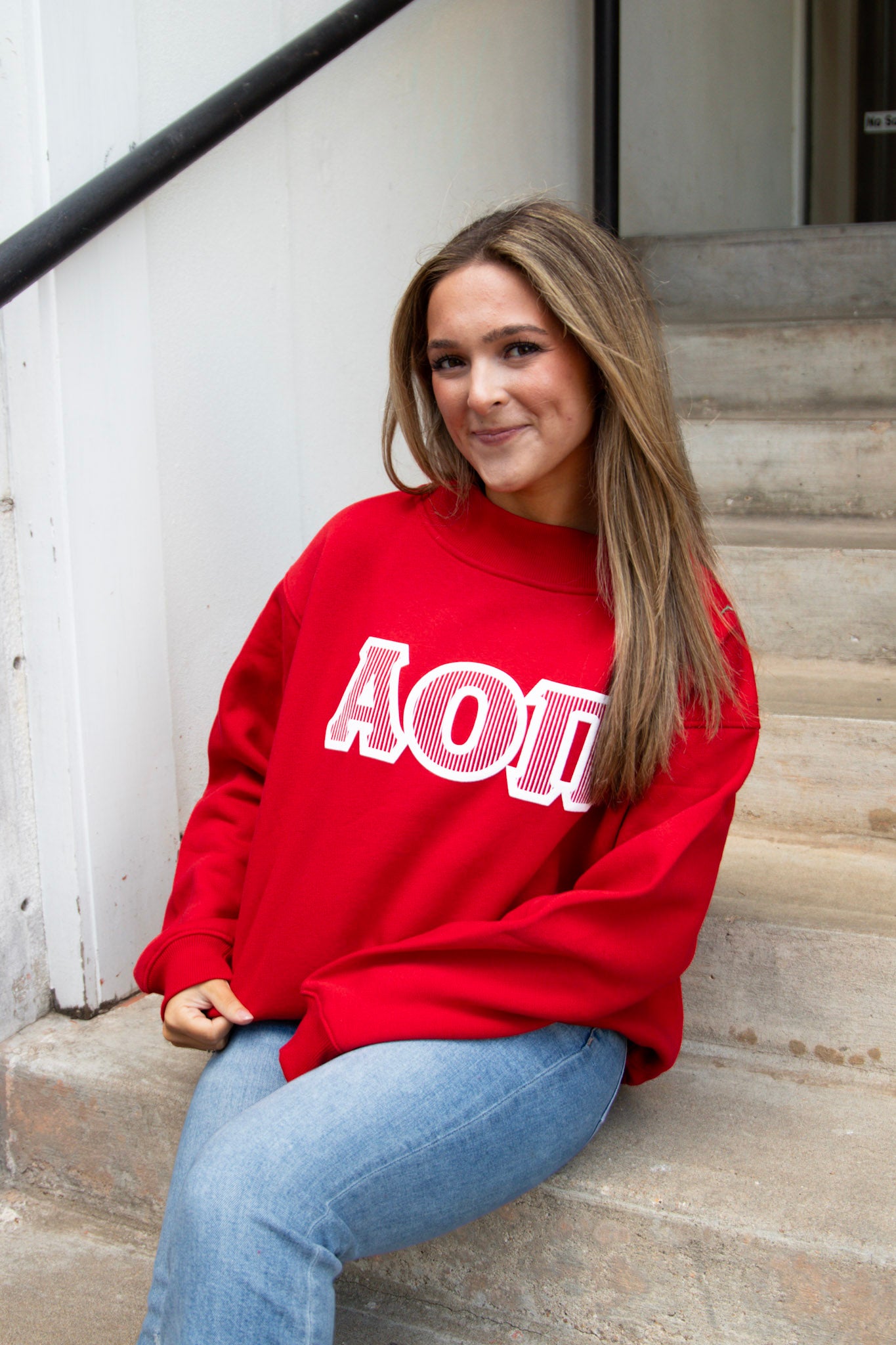 Alpha Omicron Pi Red Mockneck