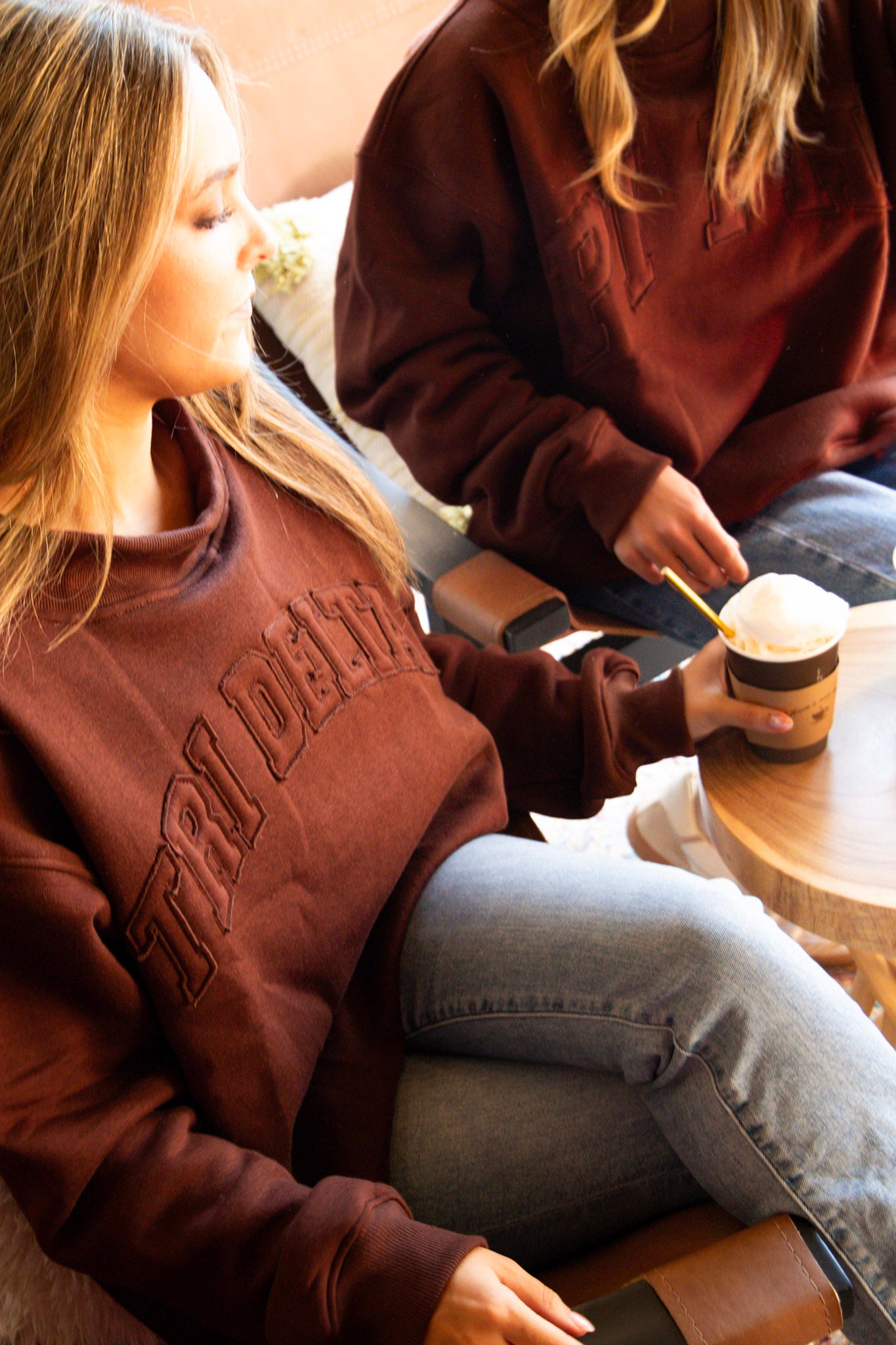 Alpha Omicron Pi Brown Mockneck