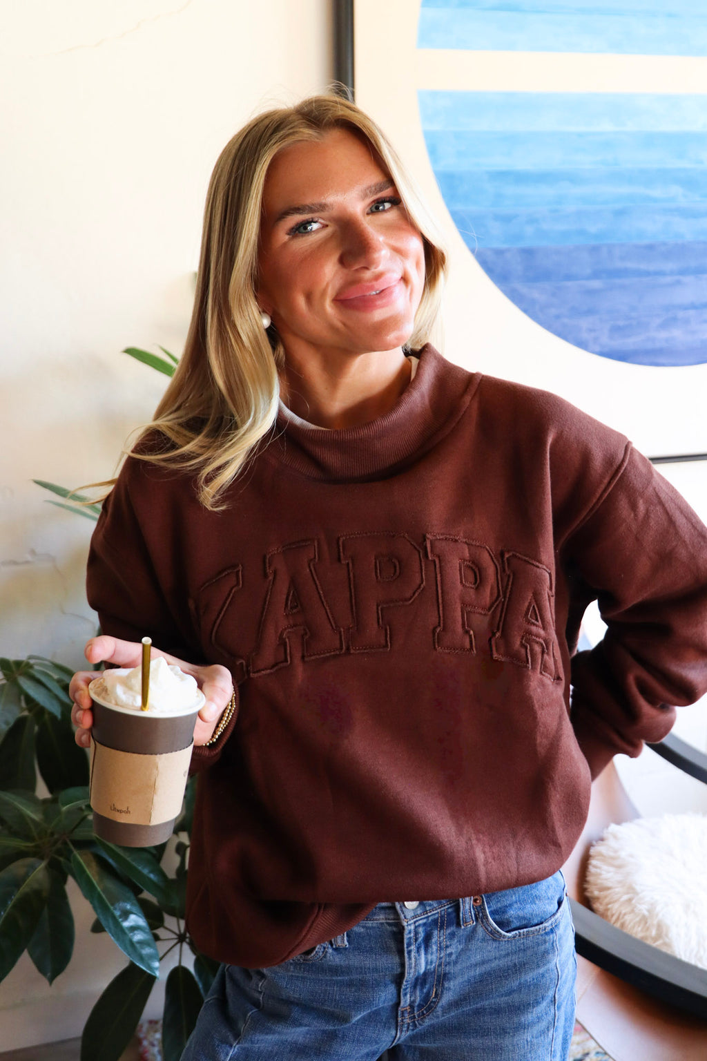Kappa Kappa Gamma Brown Mockneck