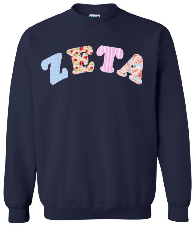 Zeta Tau Alpha Patterned Letter Crewneck