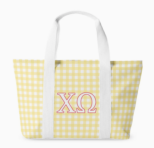 Chi Omega Gingham Tote