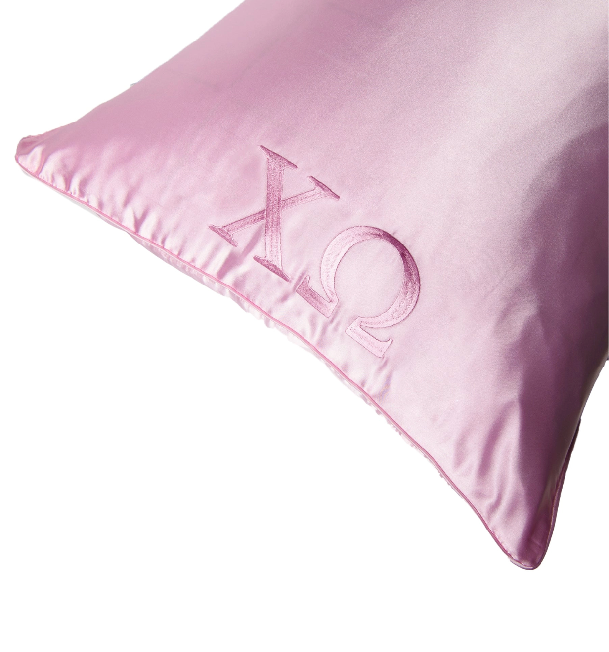 Chi Omega Embroidered Silk Pillow Case