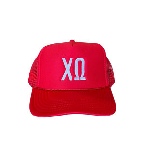 Chi Omega Embroidered Trucker Hat