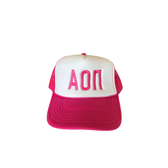 Alpha Omicron Pi Embroidered Trucker Hat